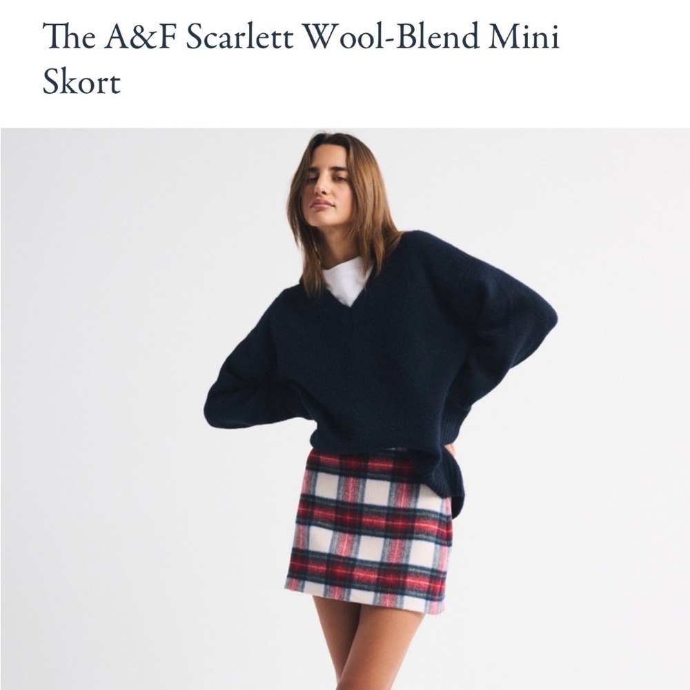 Abercrombie & Fitch Red and Cream Plaid Mini Skirt